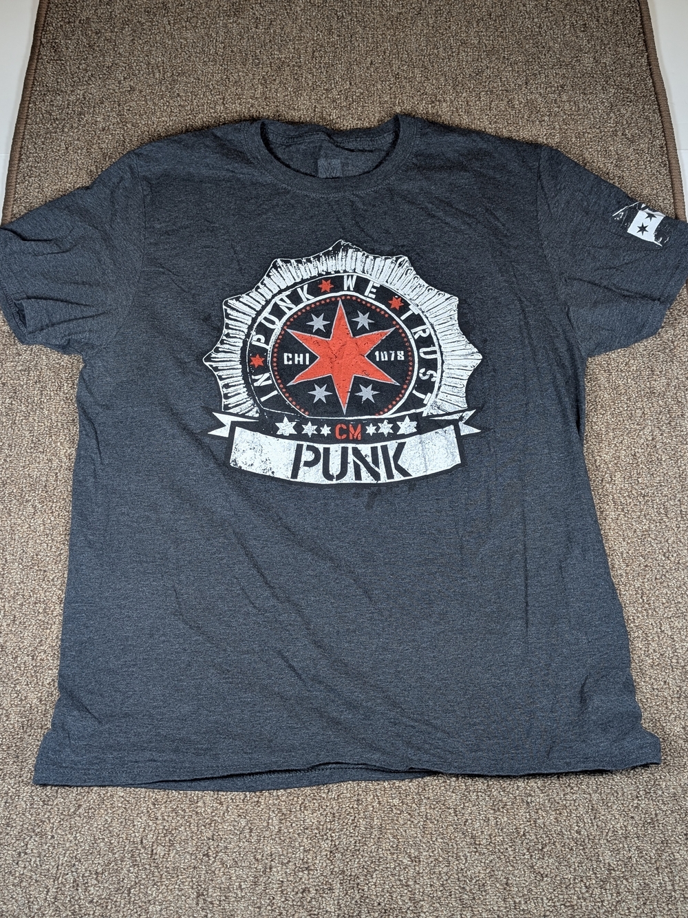 2012 CM Punk WWE Authentic Wear Shirt L Best In The World We Trust Chicago